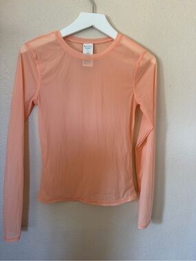 Athleta Women's Long Sleeve Sheer Crew Neck Top - Peach